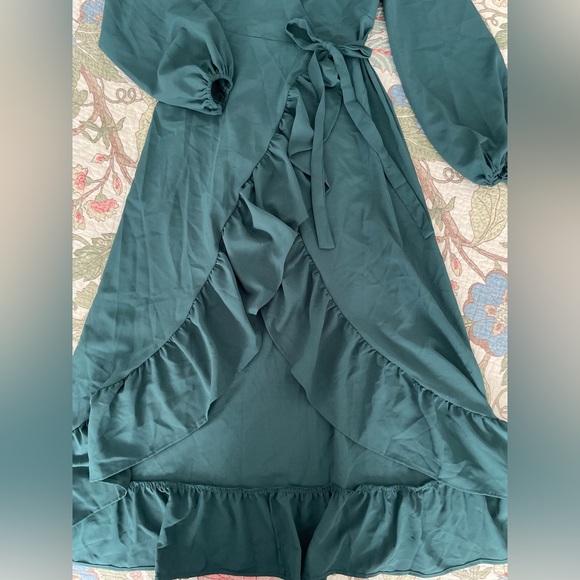 (3 for $24❣️) Ruffle Hem Self Tie Wrap Dress - Picture 4 of 13